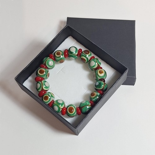 Ręcznie wykonana bransoletka ze szkło sodowo-wapniowego,  lampwork Leśna Aura