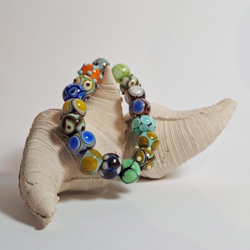 Ręcznie wykonana bransoletka ze szkła artystycznego (szkło sodowo-wapniowe) lampwork