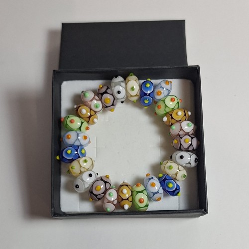 Ręcznie wykonana bransoletka ze szkła artystycznego (sodowo-wapniowe), lampwork Cichy Blask w pudełku
