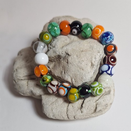 Ręcznie wykonana bransoletka ze szkła artystycznego lampwork Kosmiczny Krąg kolorowa