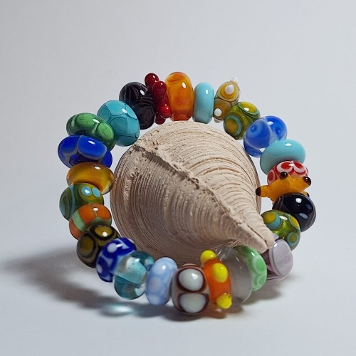 Bransoletka wielokolorowa Tęczowy Świat ze szkła artystycznego  lampwork tęczowe kolory