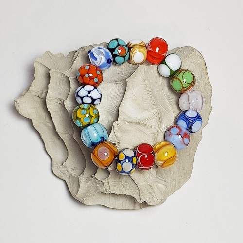 Ręcznie wykonana bransoletka ze szkła artystycznego  lampwork. Taniec Kolorów intensywne barwy