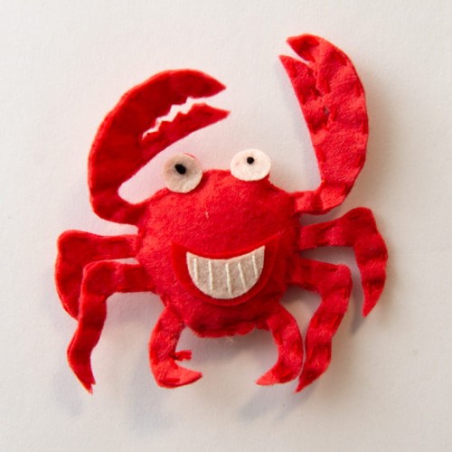 czerwony krab rękodzieło magnes na lodówkę  z filcu