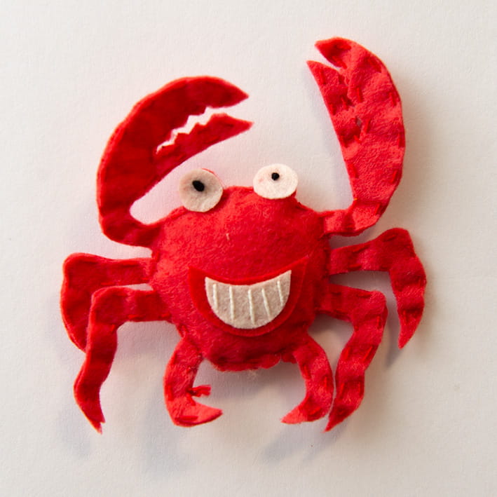 czerwony krab rękodzieło magnes na lodówkę  z filcu