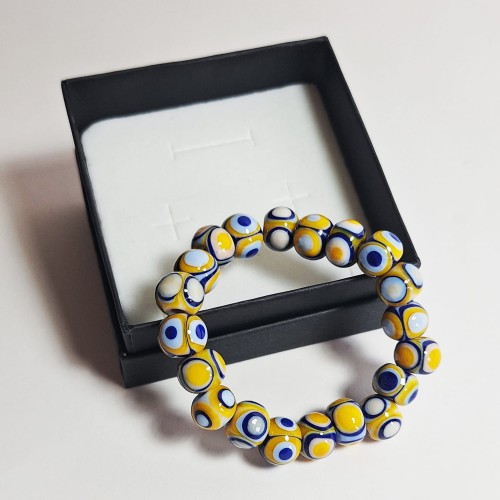 Słoneczne Oko  ręcznie wykonana bransoletka  ze szkła artystycznego  lampwork