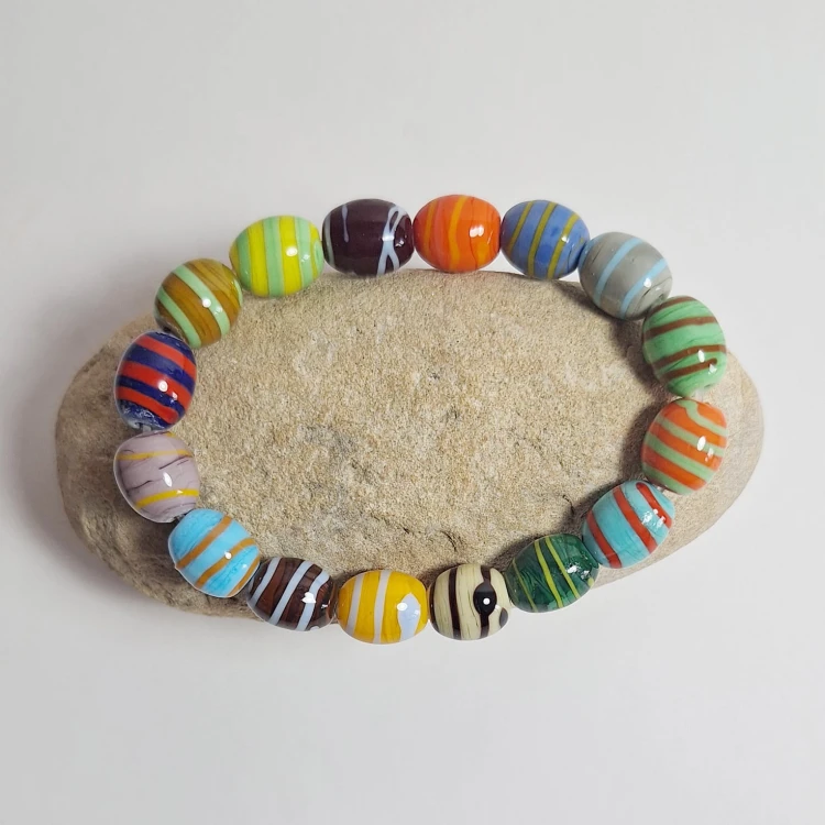 Kolorowe Planety  ręcznie wykonana bransoletka  ze szkła artystycznego  lampwork