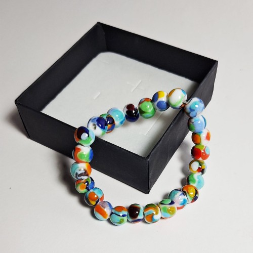 Ocean Kolorów  ręcznie wykonana bransoletka  ze szkła artystycznego  lampwork