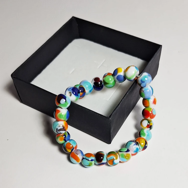 Ocean Kolorów  ręcznie wykonana bransoletka  ze szkła artystycznego  lampwork