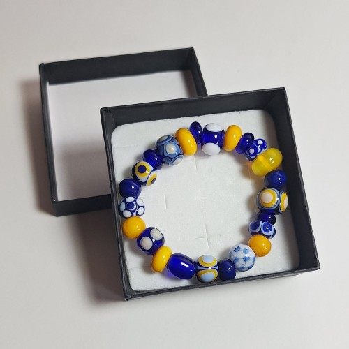 Letnie Niebo  ręcznie wykonana bransoletka  ze szkła artystycznego  lampwork