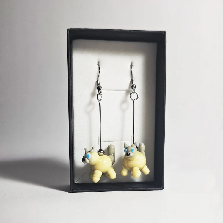 Kotki Syjamskie ręcznie wykonane dwa kolczyki ze szkła artystycznego  lampwork