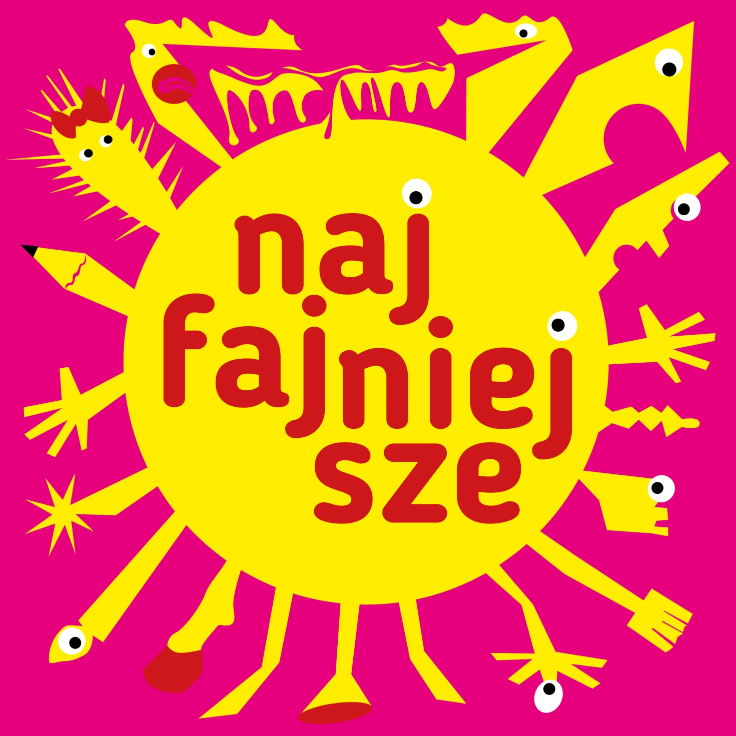 askraworóżowa grafika ze stylizowanym, żółtym słońcem i napisem "naj fajniej sze", będąca odnośnikiem do strony głównej sklepu Pole Magnetyczne.