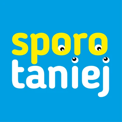 Niebieska grafika promocyjna z białym i żółtym napisem "sporo taniej", prowadząca do działu wyprzedaży w sklepie Pole Magnetyczne.